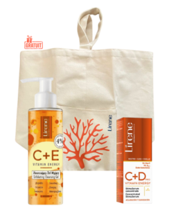LIRENE GEL EXFOLIANT VISAGE C+E VITAMINE ENERGIE 145ML+C+D PRO VITAMIN ENERGY SERUM 30ML+SAC DE PLAGE BEIGE (OFFERT)